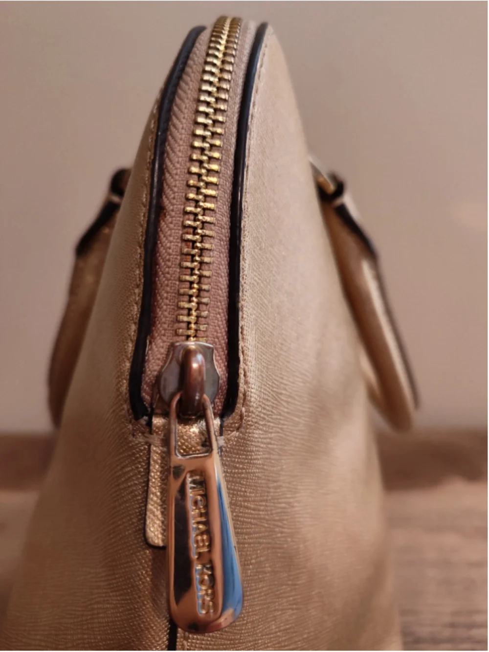 Michael Kors Gold Leather Satchel Handbag